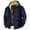 Dark Blue, variant on Thick Coat for Men Zip Up Sherpa Fleece Lined Western Winter Hooded Distressed Denim Jacket Flannel Pockets Denim Tactical Warm with Hood Work Jackets Brown XL
