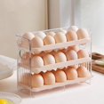 thumbnail image 2 of Refrigerator Egg Holder, Auto-Rolling Egg Storage Container for Fridge Side Door, Space Saving Plastic Egg Tray Organizer for Kitchen Pantry Cabinet and Countertop, Khaki, 2 of 4