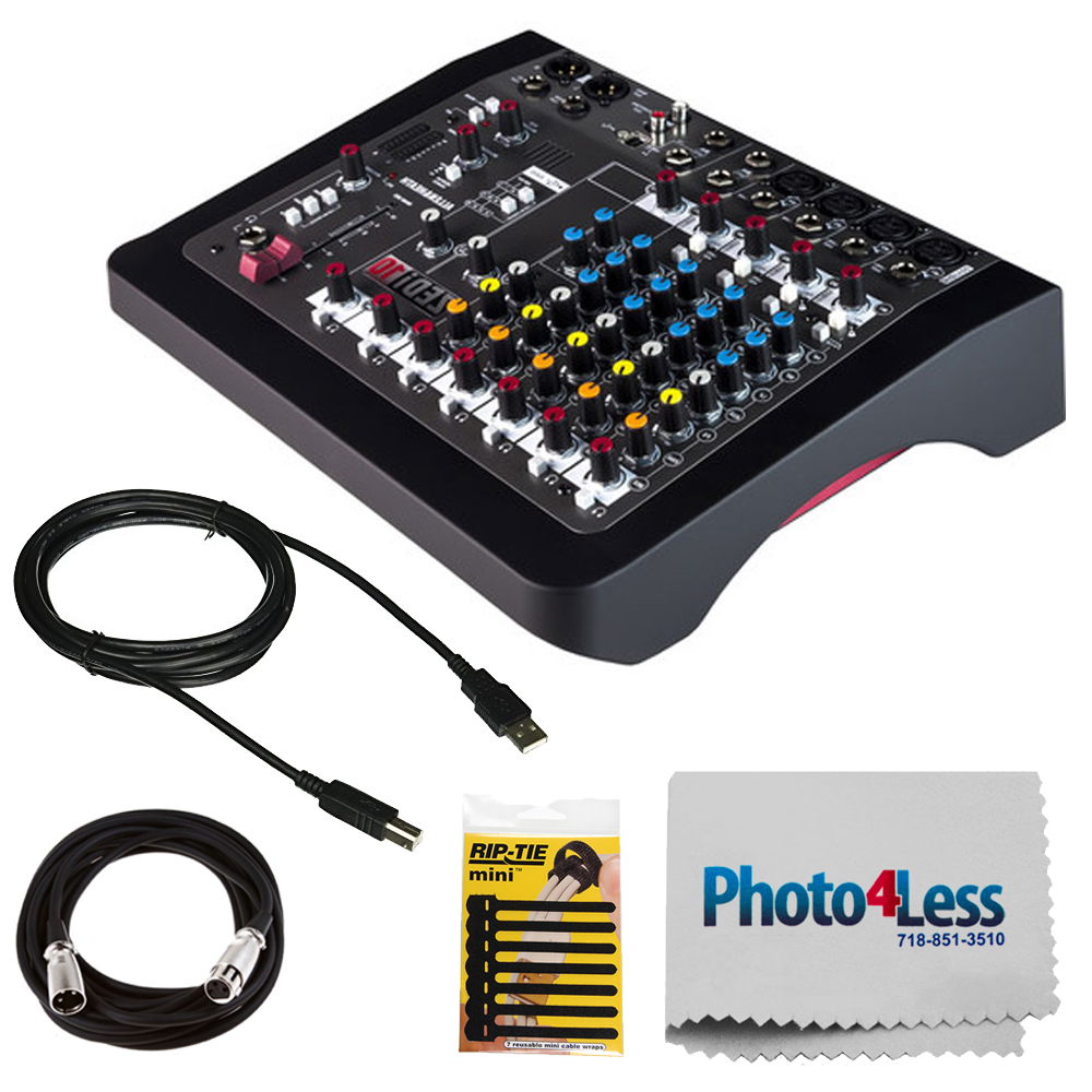 Allen & Heath ZEDi-10 Hybrid Compact Mixer/4x4 USB Interface + Mic Cable + USB Cable + Rip-Tie + Cleaning Cloth - image 1 of 10