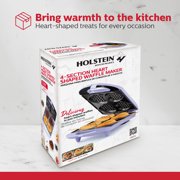 Holstein Housewares 4-Section Heart-Waffle Electric Belgian Waffle Maker, Lavender