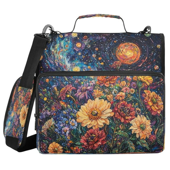 YAZAOO Zipper Binder trapper keeper Documents Organized Design Celestial Blooms Printed