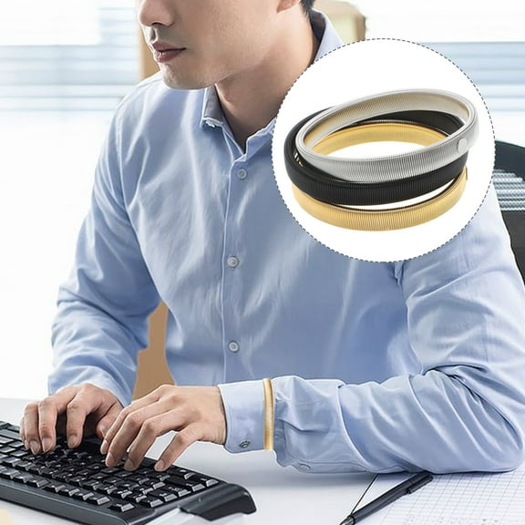 OUNONA 6Pcs Sleeve Garters Stretchy Metal Shirt Holders Anti Slip Arm Bands Elastic Straps for Men Women Black White Golden