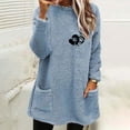 thumbnail image 2 of Bcresic Womens Sherpa Pullover Sweater Fuzzy Fleece Sweatshirt Fashion Round Neck Long Sleeve Shirts Fall Winter Thickened Warm Tunics Sweatshirts Faux Fur Fluffy Outerwear Loungwear,#03_Blue,Large, 2 of 4