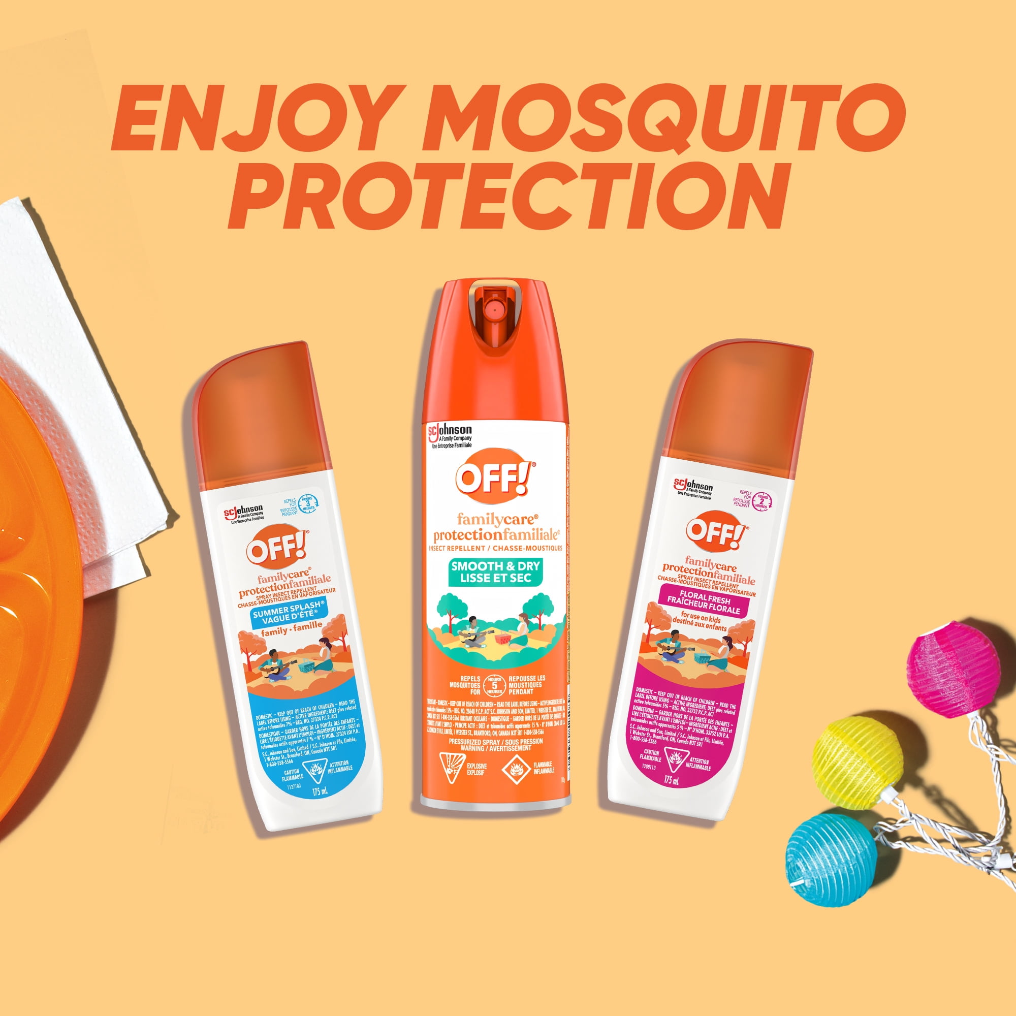 OFF! FamilyCare Insect Repellent, Bug Spray for up to 3 Hours of Protection, Summer Scent, 250mL