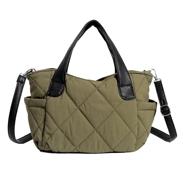 Bolso Mano Nailon para Mujer Acolchado Gran Capacidad Con Bolsillos Laterales Hobo Elegante