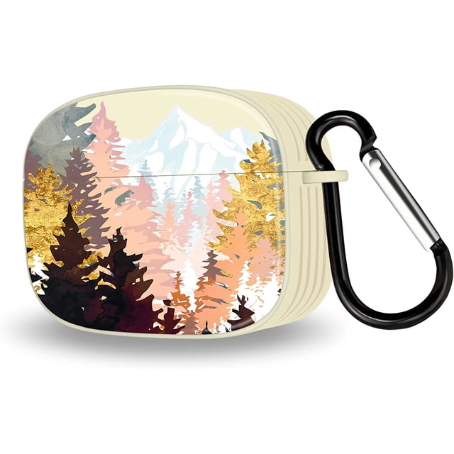 AmPm AirPods Pro Case, Apple AirPod Pro Case, Nature Mountain Forest Sunset Pattern Shockproof Protective Cover Case with Keychain for AirPods Pro (Sunset)