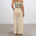 thumbnail image 6 of TrendOFT Linen Wide Leg Pants Women Casual Cotton High Waisted Harem Trouser Lightweight Slacks with Pockets Fall Clothes Beige L, 6 of 7