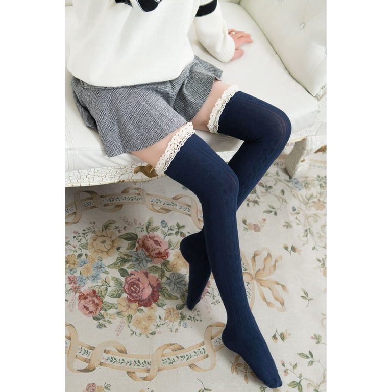 Women's Thigh High Socks With Lace Trim - Knee High Boot Socks For Cosplay, Winter Warmers