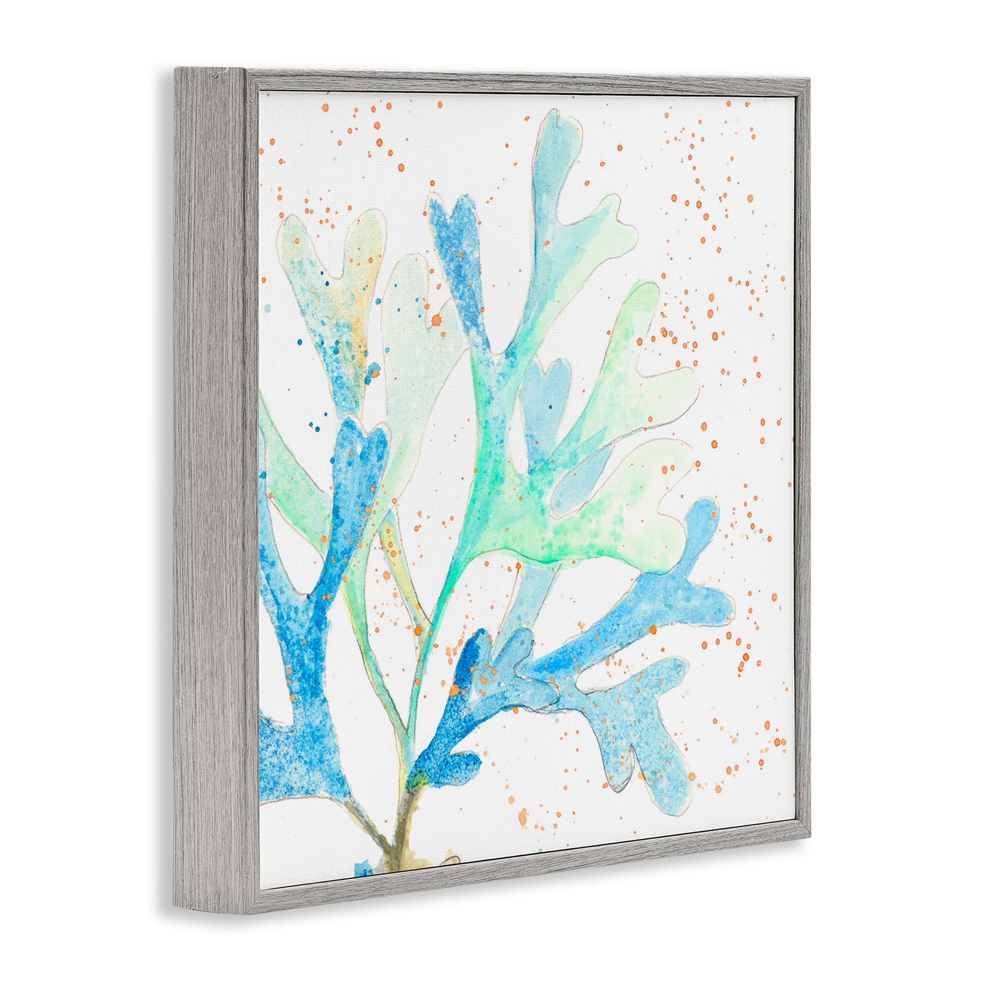 Stupell Industries Speckled Modern Coral Coastal Painting Gray Framed Art Print Wall Art, 24 x 24