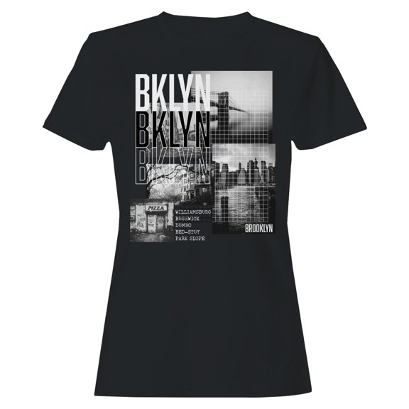 BKLYN Brooklyn Urban Cityscape Women's Black T-shirt