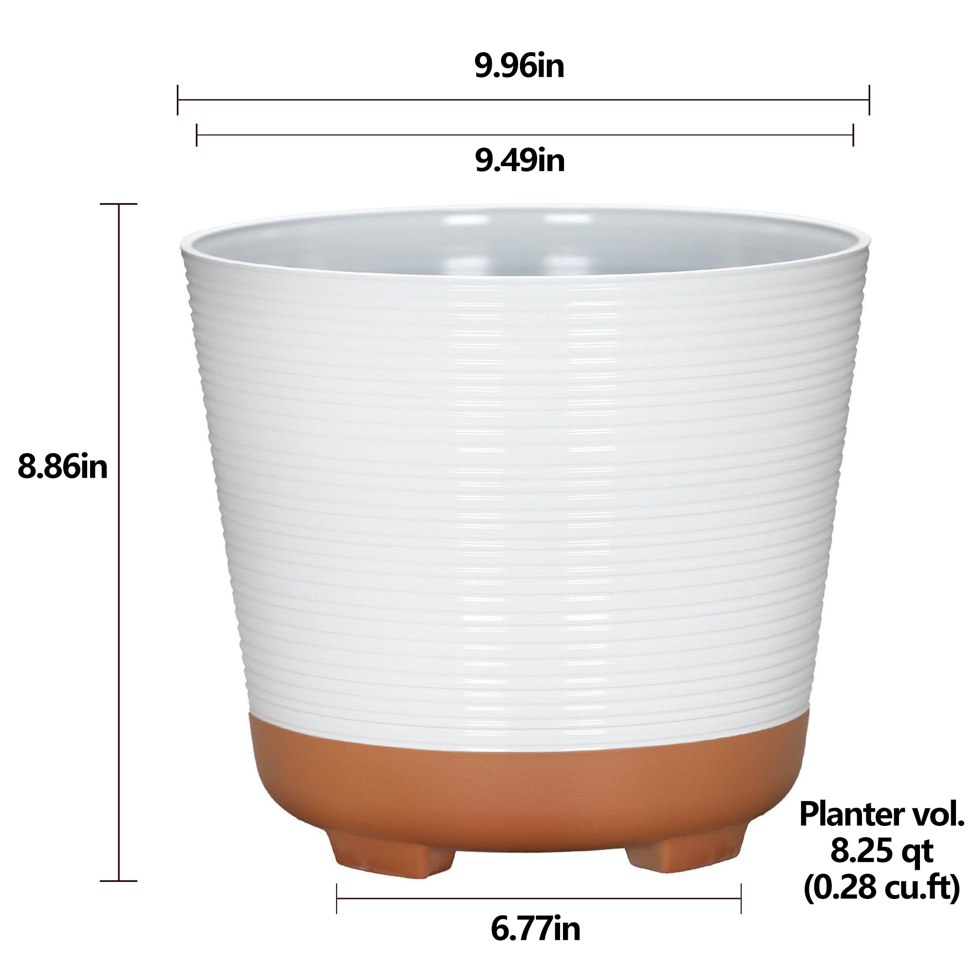 Hometrends 10in Wallula Resin Planter, White & Terracotta