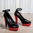 thumbnail image 2 of SACFOF Women's Platform Stiletto Heels Closed Round Toe Pumps Office Ladies Mary Jane Strap Heeled Pumps Fashion 4.3" Heel Wedding Party Dress Shoes, 2 of 6