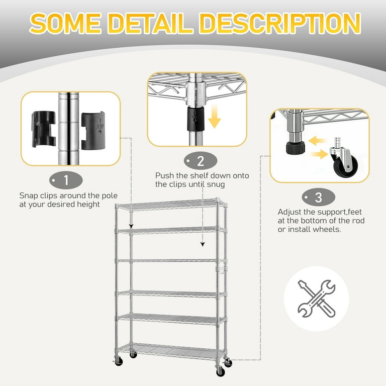 Ktaxon Heavy Duty Wire Shelving with Wheels, 46