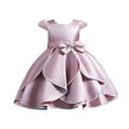 thumbnail image 1 of MEZZALL Robe d'Été pour Enfants Manches Avion Robe Princesse avec Nœud Robe de Fête et de Festival de Fleurs pour Fille, Rose Vif, 3-4 Ans, 1 of 5
