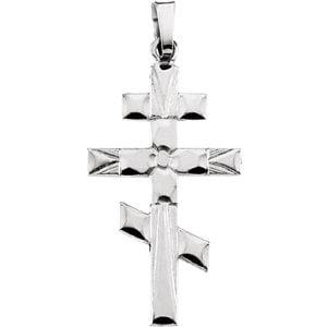 - Jewels By Lux 14k White Gold 26x15mm Orthodox Cross Pendant