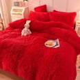 thumbnail image 2 of Wajade Plush Shaggy Duvet Cover Set 3 - Piece Faux Fur Duvet Cover Luxury Ultra Soft Bedding Sets Shaggy Duvet Cover with 2 Pillow Cases (Red, Full Size), 2 of 5