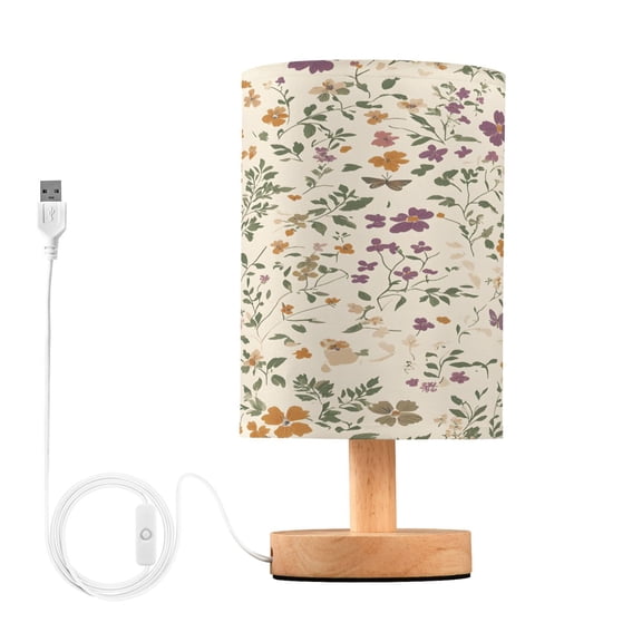 A Variety Of Flower Table Lamp, Fully Dimmable Nightstand Lamp with USB and Linen Fabric Shade, Modern Gifts for Bedroom, Living Room, Office