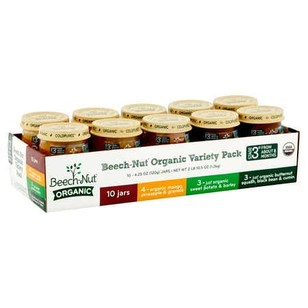 Beech-Nut Organic Stage 3 Baby Food Variety Pack, 4.25 oz, 10 count