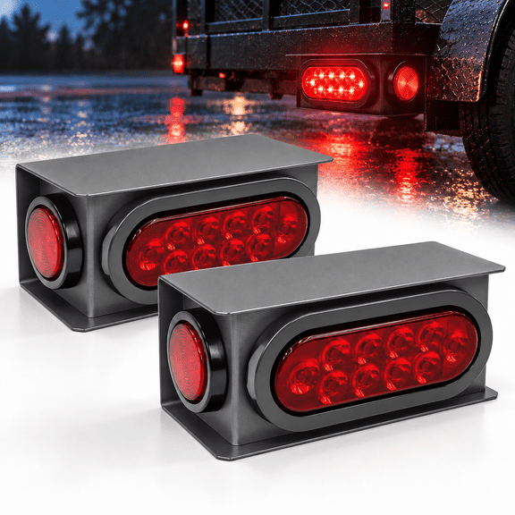 2-Pack LED Trailer Lights Weldes Box Kit, 6" Stop Brake Turn Tail Lights & 2" Side Marker Light with Grommets & Plugs, DOT Compliant, Waterproof, 12V for Utility Boat RV Trailer