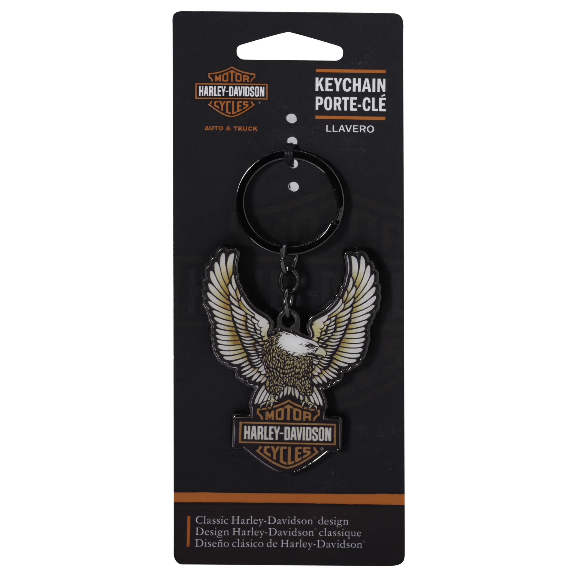 Harley-Davidson Domed Eagle Bar & Shield Logo Key Chain, Black, Harley Davidson