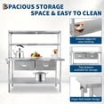 thumbnail image 4 of 48" Stainless Steel Commercial Kitchen Work Table with Double Overshelf, Heavy Duty Prep Table with Adjustable Undershelf and Feet for Restaurant, Home, Garage and Warehouse, 48 x 24 Inches, 4 of 7