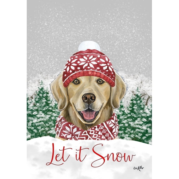 Golden Retriever - Hippie Hound Studios Let it Snow Christmas Garden Flag
