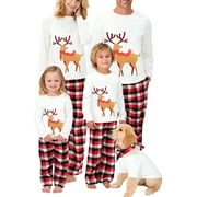 wsevypo Family Matching Pajamas Christmas Pjs Holiday Nightwear Sleepwear Sets Long Sleeve Pjs for Adult Kids Baby Dog