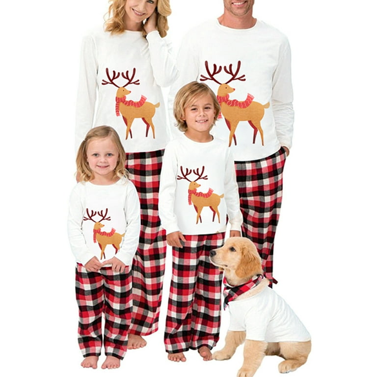 Gwiyeopda Family Matching Christmas Pajamas Set Xmas Sleepsuit Nightwear for Adults Kid Baby Dog