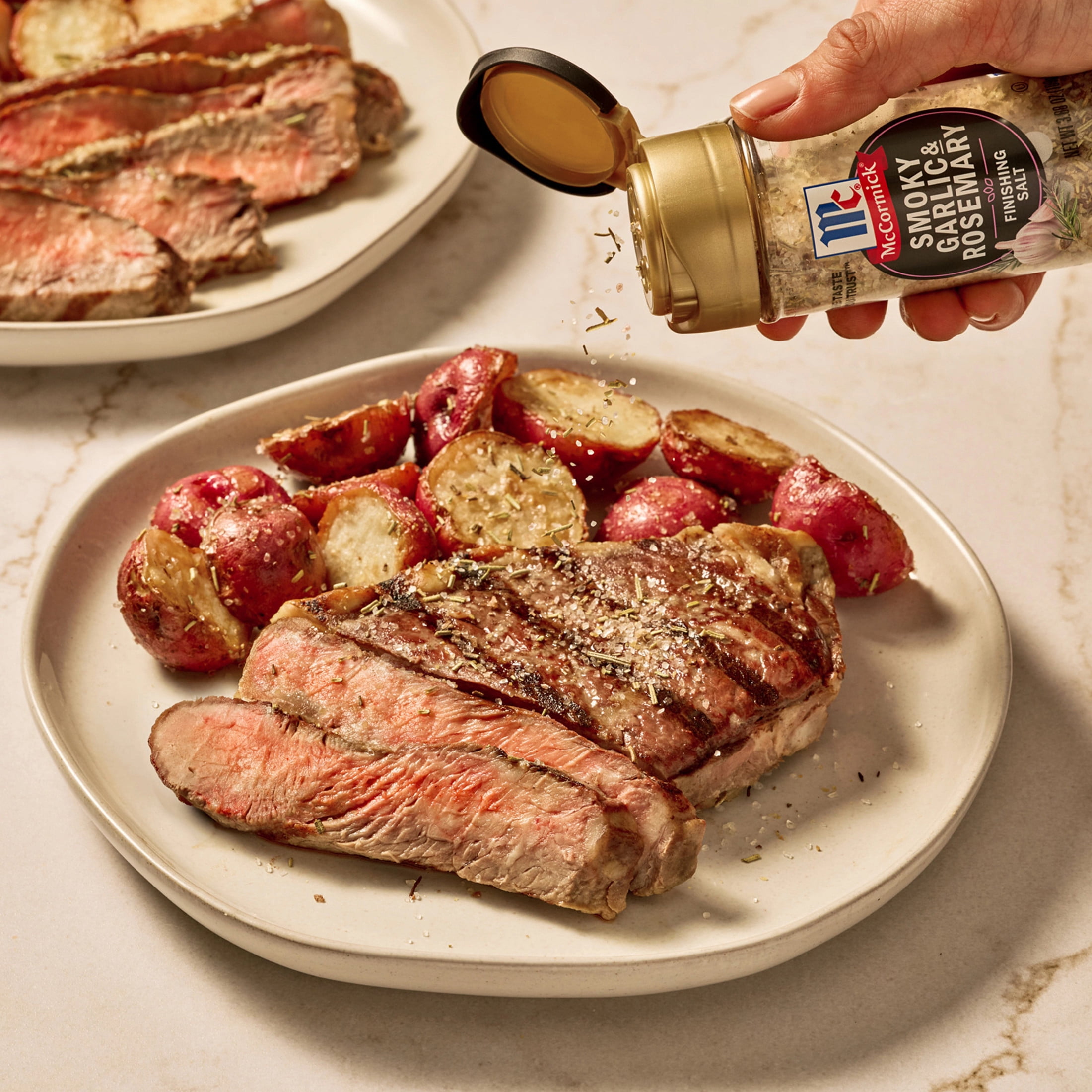 (3 pack) McCormick Kosher Smoky Garlic and Rosemary Finishing Salt, 3.88 oz Bottle