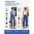thumbnail image 3 of DOKOTOO Jeans for Women High Waisted Wide Leg Stretch Denim Cropped Ankle Jeans Vertical Seam Loose Fit Baggy Jeans with Pockets, 3 of 8