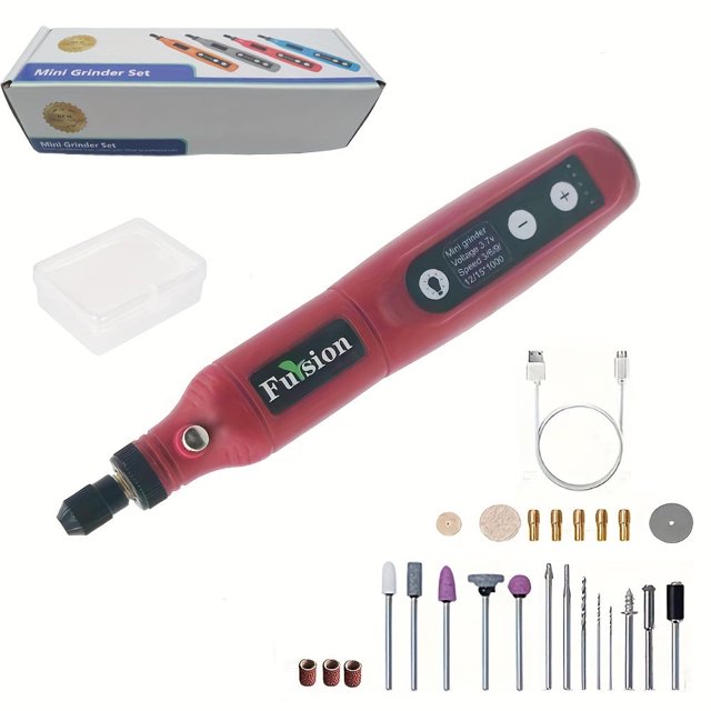DEBGFS 1pc Mini Cordless Rotary Tool With LED Light 5 Adjustable Speeds USB Rechargeable Lithium Battery Multiple Accessories Perfect For DIY Projects,Red