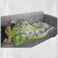 thumbnail image 6 of Ladybugs Soft Flannel Fleece Throw Blanket, Blooming Flowers in the Field and Ladybugs Japanese Leaf Petals Nature Graphic, Cozy Plush for Indoor and Outdoor Use, 50" x 70", Green Pink, by Ambesonne, 6 of 6