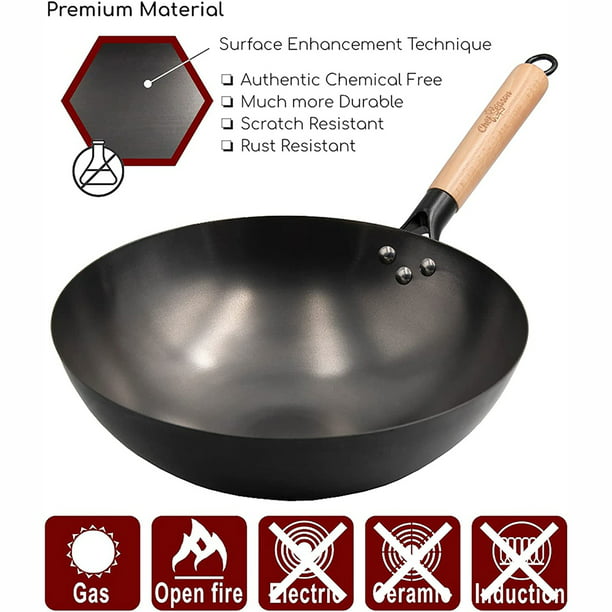 DaTerra Cucina Professional 13 Inch Wok with Glass Lid | Italian Made  Ceramic Wok Pan Chef's Favorite Large Wok for All-Around Ease of Cooking  Eggs