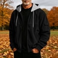 thumbnail image 2 of UVEASISHA Men's Casual Fall Jackets Full Zip Casual Corduroy Hoodie Jacket Relaxed Fit Lightweight Hooded Sweatshirt Jackets Vintage Outerwear with Cargo Pockets Black XXL, 2 of 8