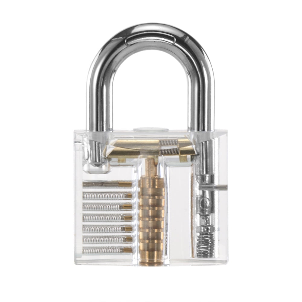 Clear Crystal Transparent Cutaway Padlock Visible View Lock Practice Tool w/Case 