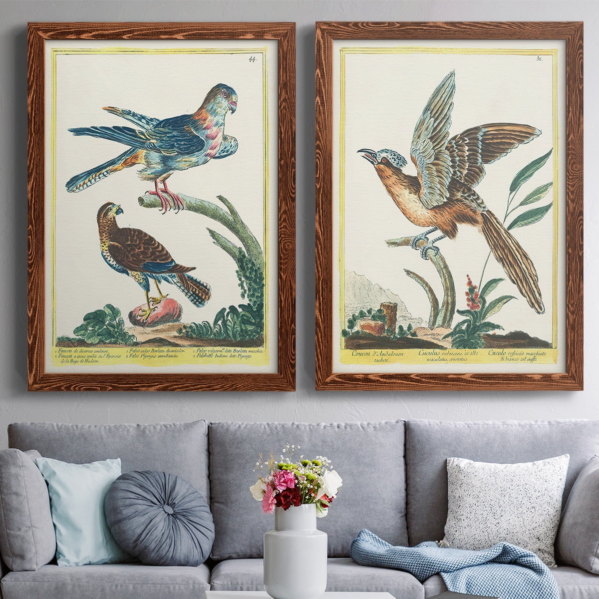 Pastel Birds III - Premium Framed Canvas 2 Piece Set - Ready to Hang