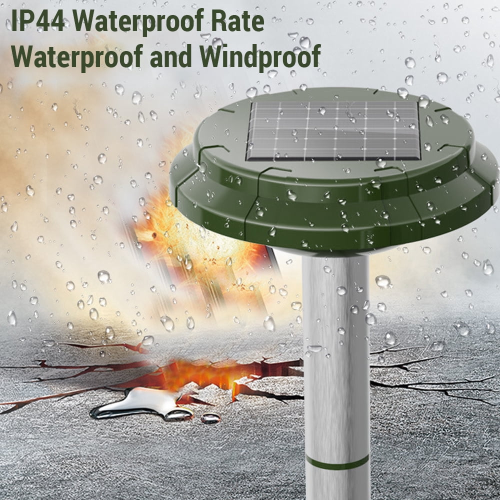 Riousery Waterproof 360° Mole Repellent Ultrasonic Solar Powered & Rechargeable Snake Repeller for Lawns, Yard, Garden Pest Control, 6.3 inches / 16 cm [cite: 7]