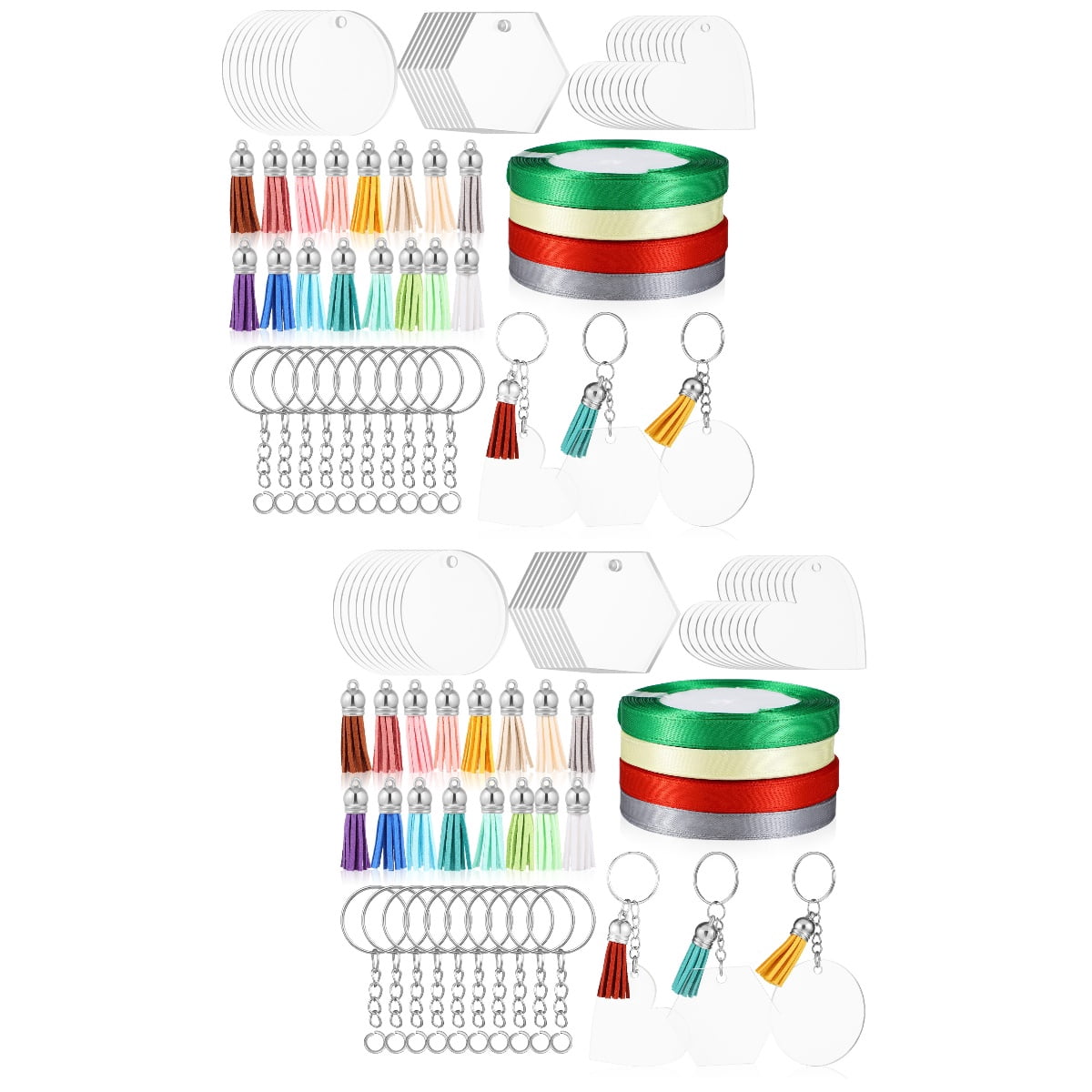 LITINKIMI Clear Acrylic Keychain Blanks with Tassels for Crafting Assorted Color