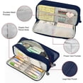 thumbnail image 3 of Estuches grandes para lápices, gran capacidad, bonito estuche para lápices con 3 compartimentos (azul), 3 of 5