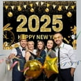 thumbnail image 3 of LUUFILx 180cm Happy New Year Hanging Flag Countdown Party Champagne Wine Glass Background Banner Colorful Flag Festival Party New Year's Eve Scene Decoration, 3 of 7
