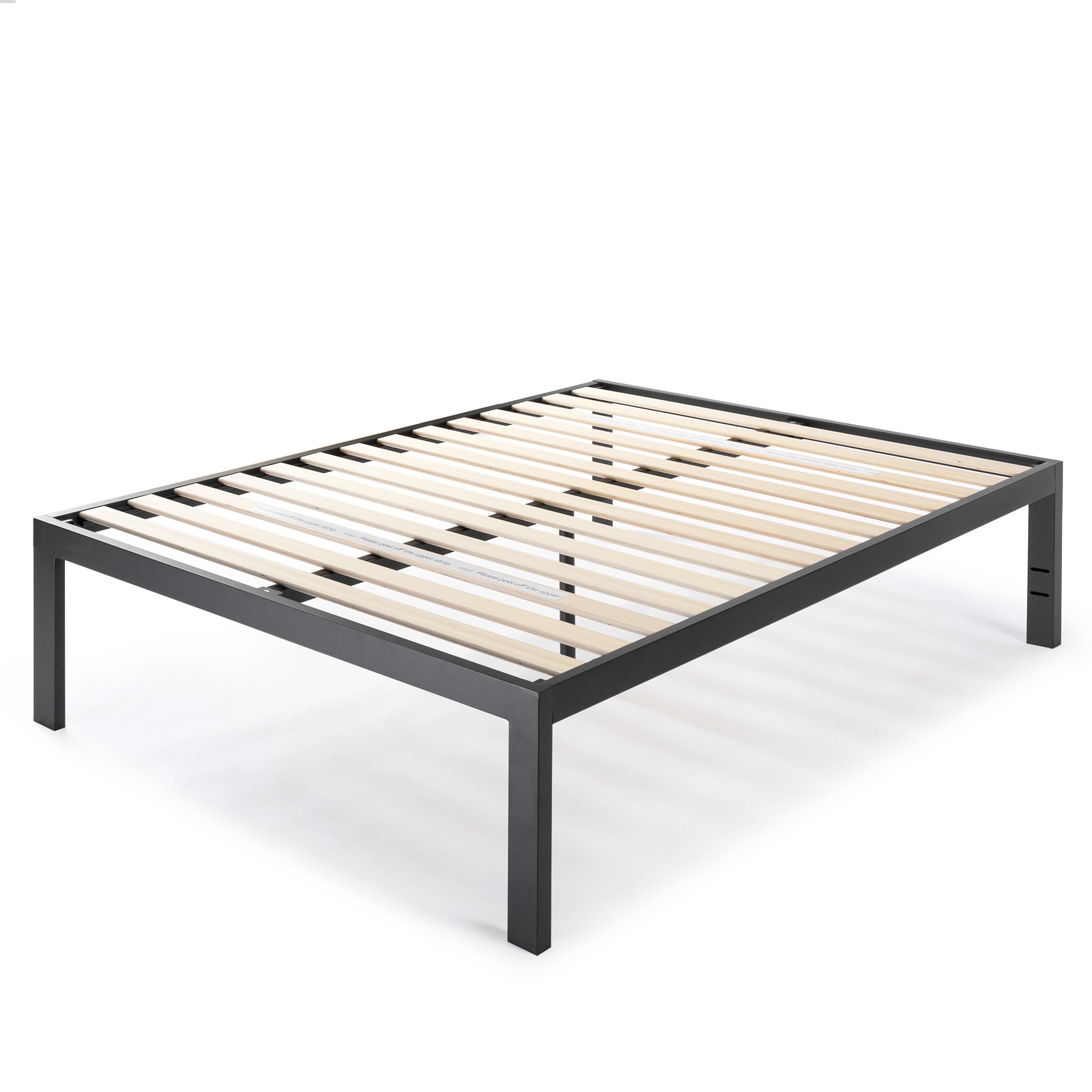 Mellow Just Mallet 18 Inch Heavy Duty Metal Platform Bed with Wooden Slats, Black, Twin