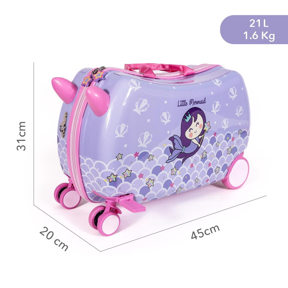 Milk&Moo 9.80" Rideable Kids Suitcase, Purple