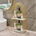 thumbnail image 1 of Estante de Exhibición de Cosméticos, Elegante, Fácil de Montar, con Estante de Bandeja de Vidrio Extraíble, Gabinete Dorado Dorado para Tocador, Blanco Doble Capa Baoblaze estante de baño, 1 of 8