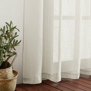 NICETOWN Natural Linen Look Semi Sheer Curtains 84-inch Length 52 Wide, 2 Panels, Grommet Light Filtering Casual Textured Privacy Window Treatment Vertical Flax Sheer Drapes for Kids Nursery