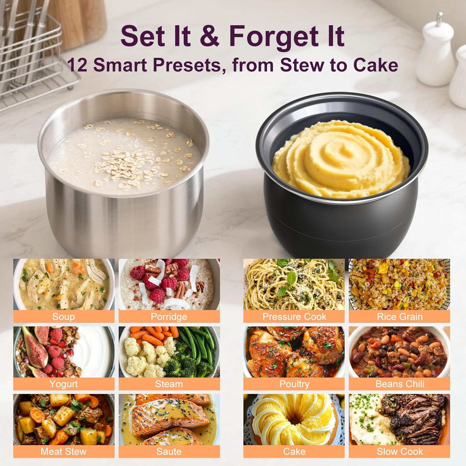 Dual-Pot Electric Pressure Cooker 6+5QT Upgraded 12-in-1 Multi-Cooker Stainless Steel Nonstick for Stew Rice Soup Yogurt