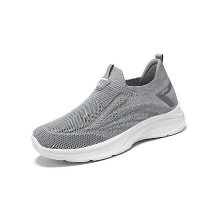

UKAP Women Walking Shoes Slip On Sock Sneakers Knit Upper Flats Breathable Running Shoe Womens Mesh Non-Slip Gray 6.5