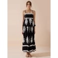 thumbnail image 2 of Women'S Summer Dresses 2025 Floral Sundress Spaghetti Straps Flowing Beach Vacation Bohemian Maxi Dress Set Black XL, 2 of 8