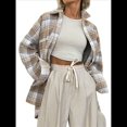 thumbnail image 3 of Camisa A Cuadros con Botones para Mujer, Camisa A Cuadros de Larga con Solapa, Camisa Informal de Negocios, Tops Cuadros L, 3 of 8