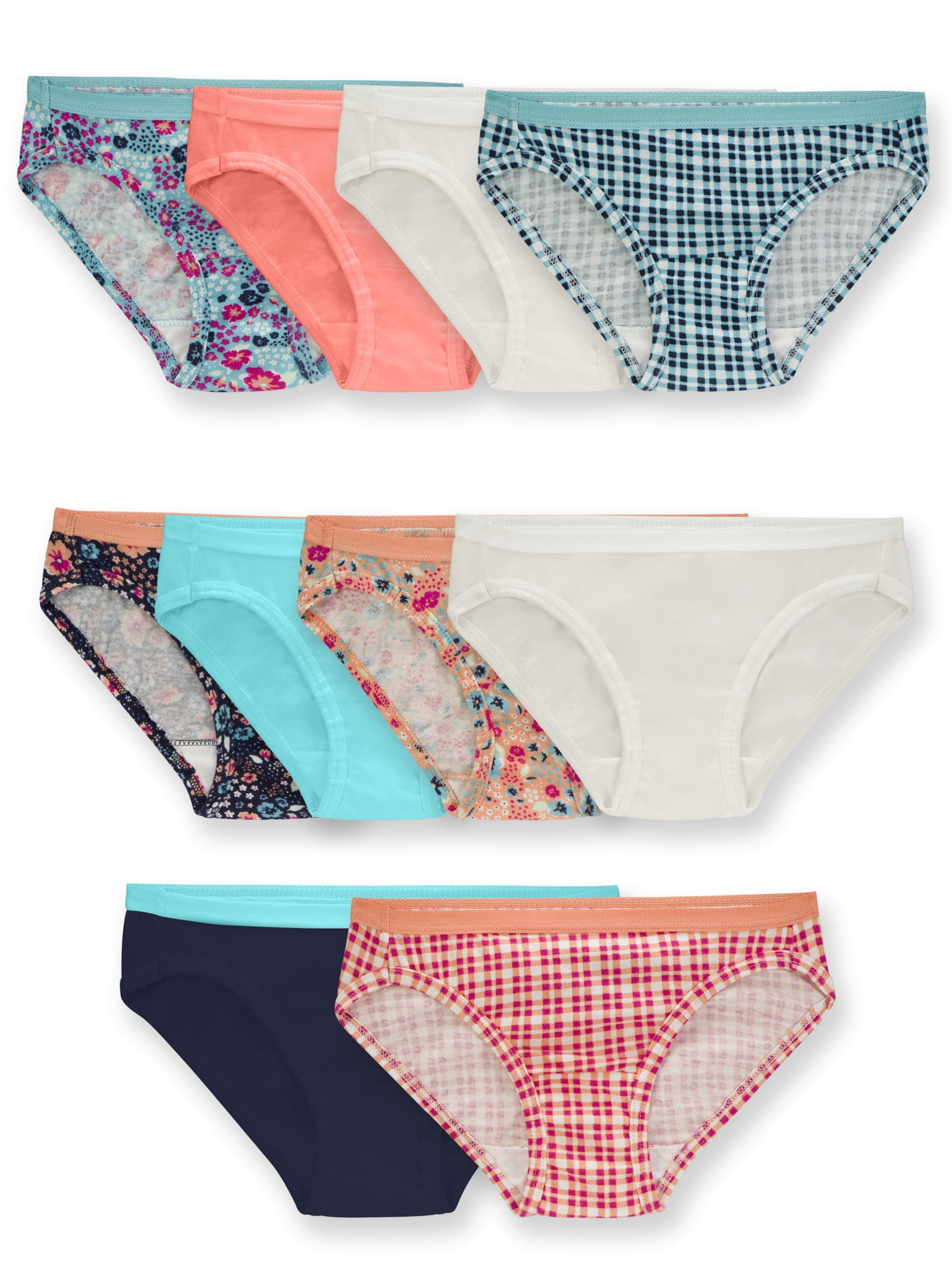 Girls Hanes Cool Comfort Tagless Bikinis 6 Pack Size 8 Underwear Panties New 