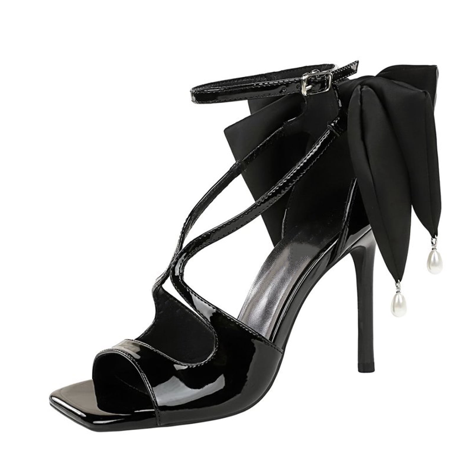 NINA Womens Silver Criss Cross Straps Glamorous Cut Out Detail At